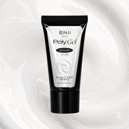 Glitter Polygel Ceramic 13 Glitter White - polygel v tubě, 30 ml